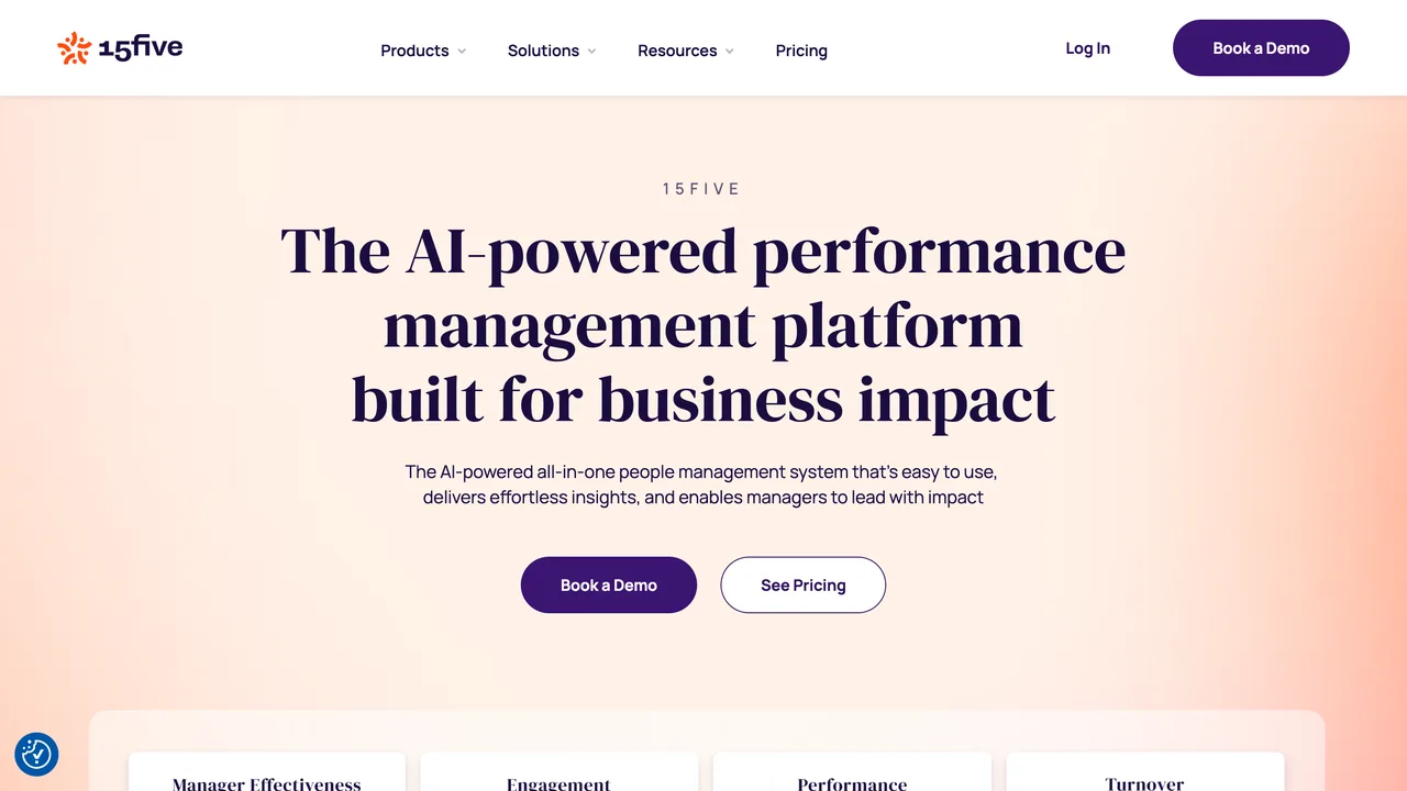 15Five homepage — performance management and employee engagement platform 2026
