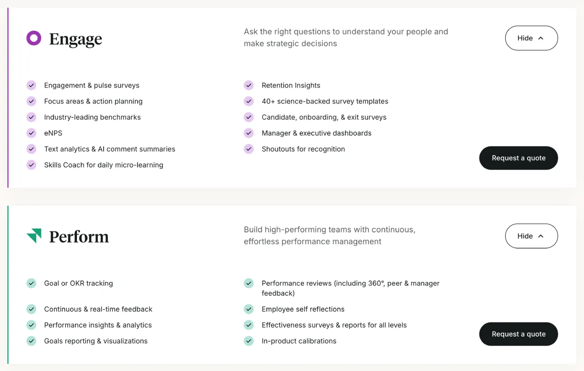 Culture Amp Pricing Page as of Sep 2025 No Visible Price points