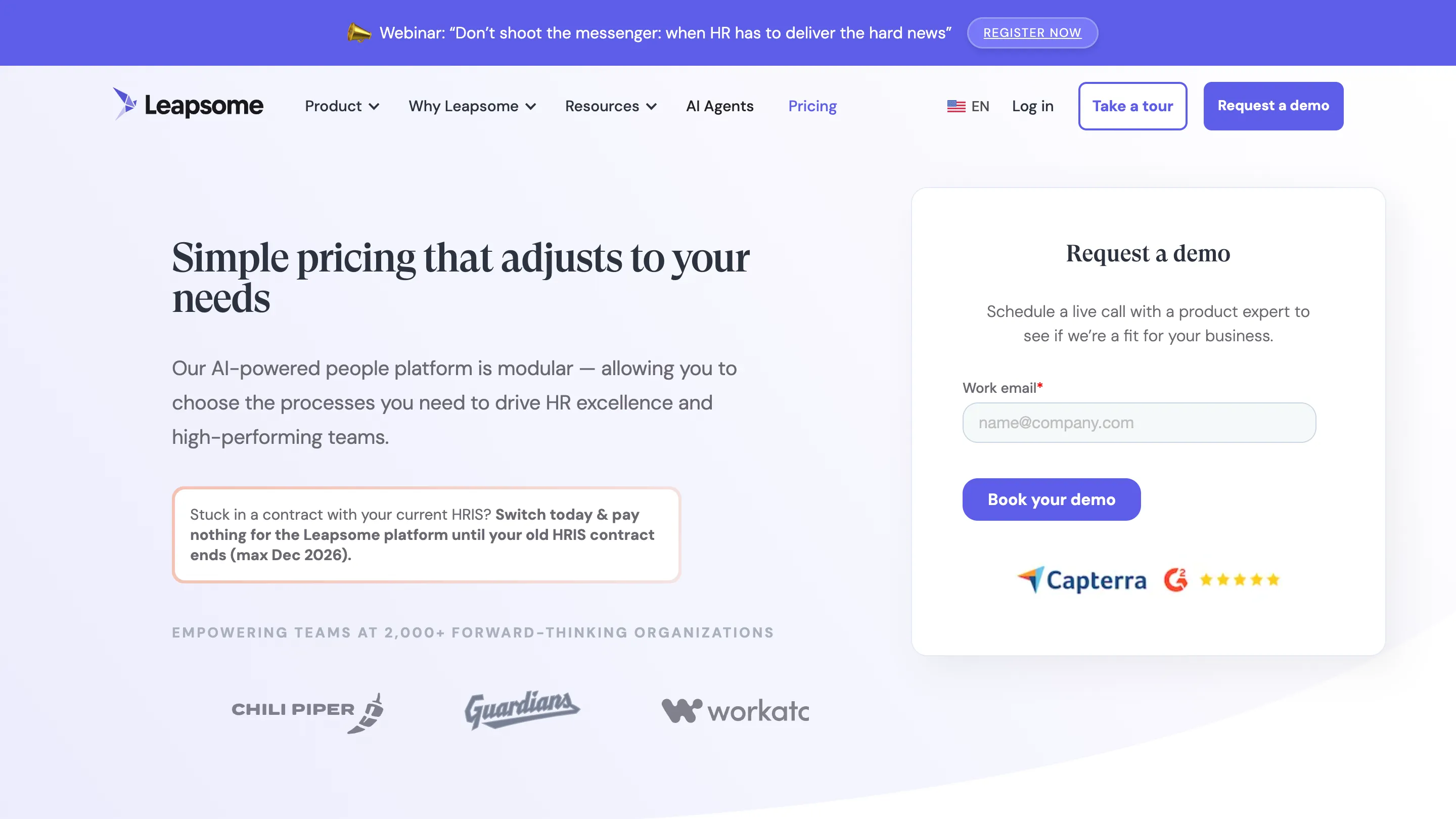 Leapsome pricing page — modular people platform pricing 2026
