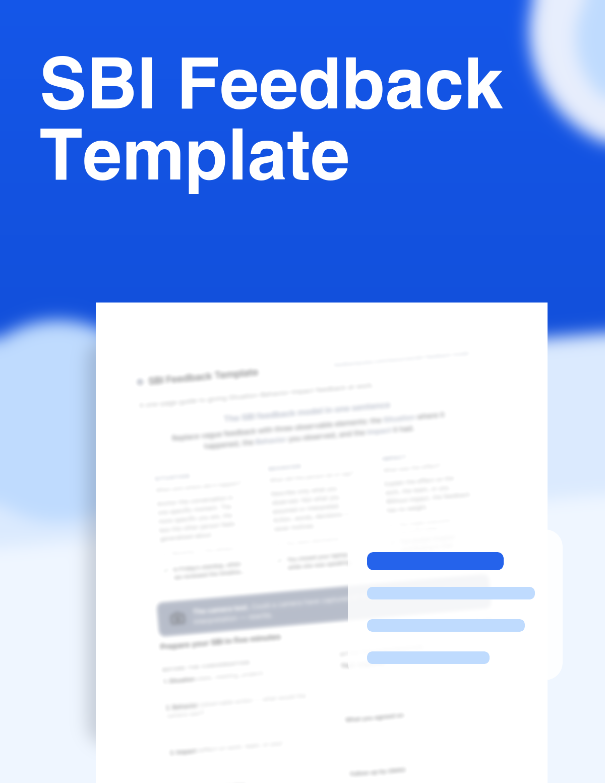 Promotional preview graphic for the free SBI Feedback Template PDF