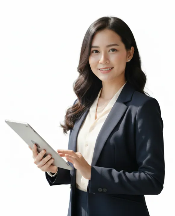 HR consultant reviewing feedback on a tablet