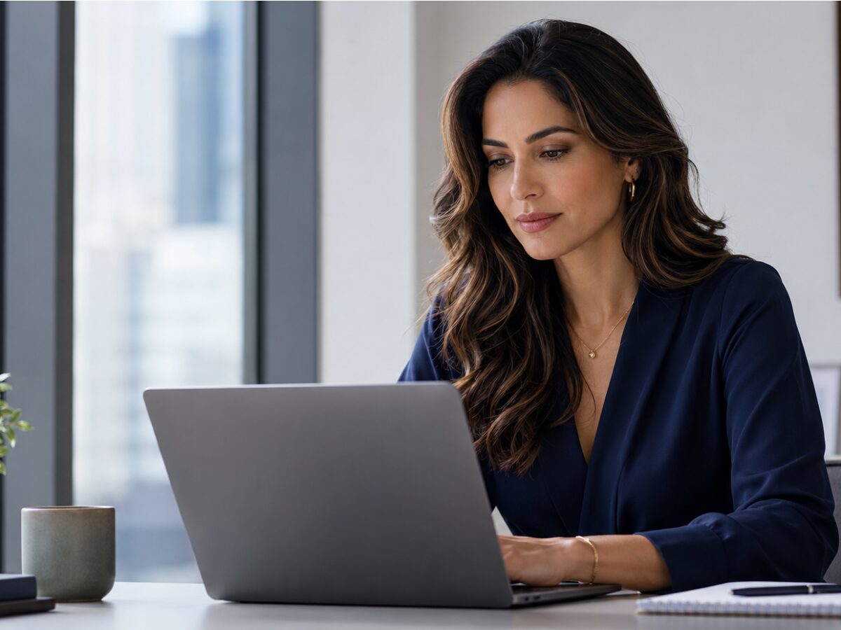 HR business partner analyzing employee engagement results in a modern office