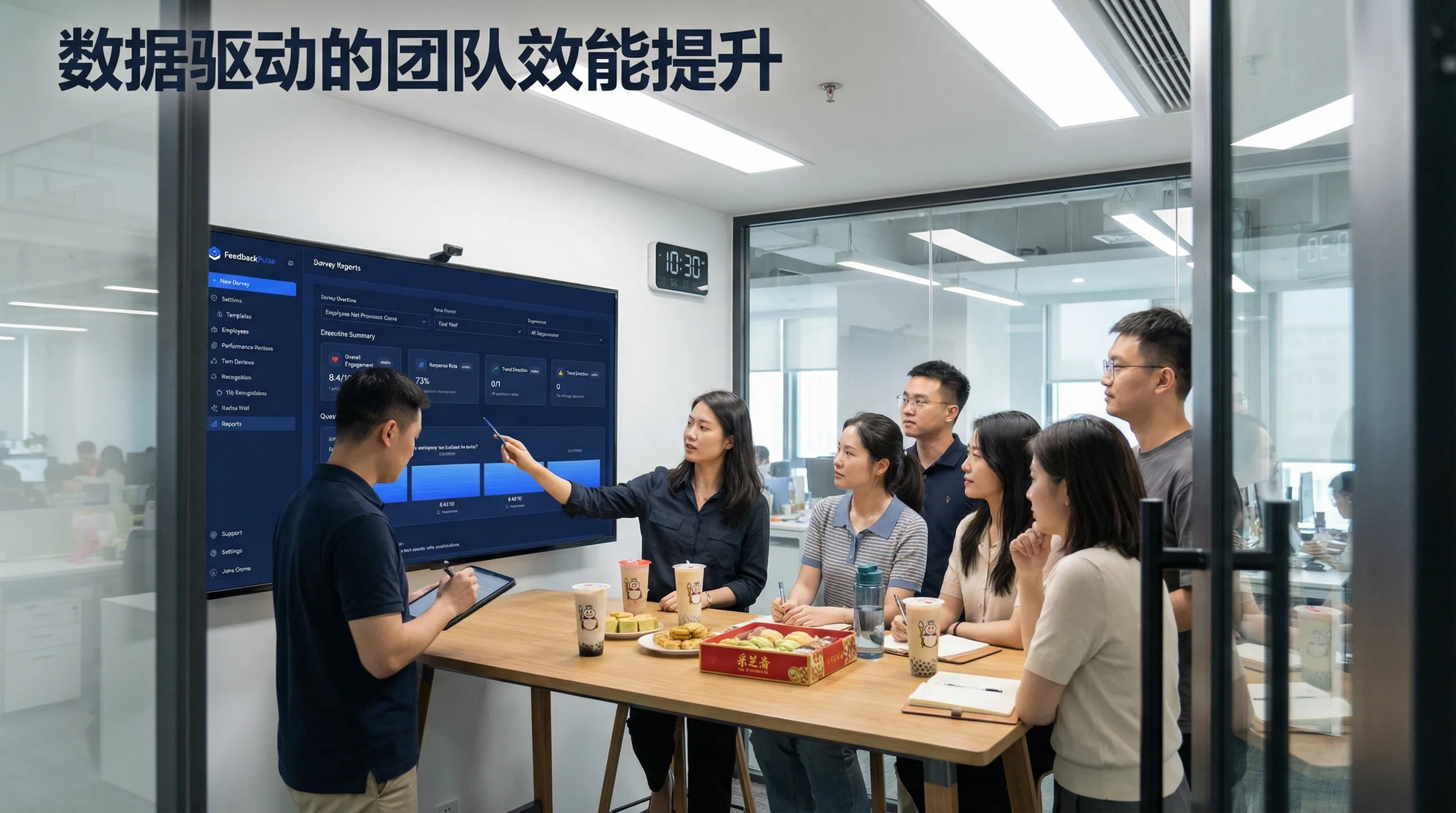 团队站立会议中查看效能仪表盘和数据安全指标