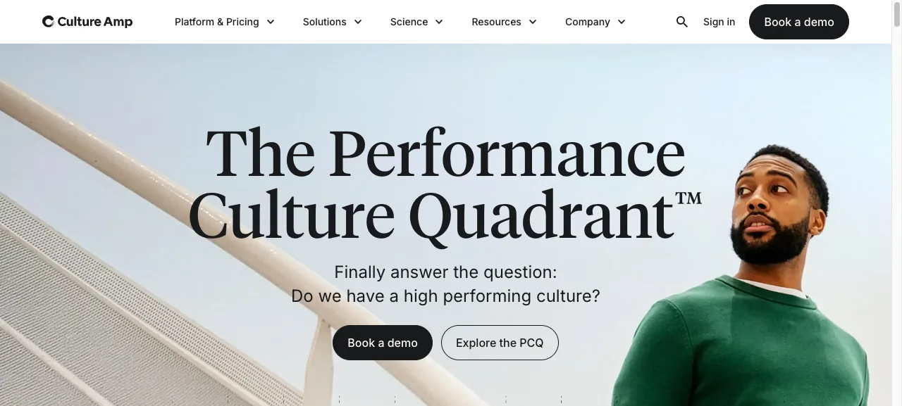 Culture Amp homepage positioning it as the market-leading employee experience platform