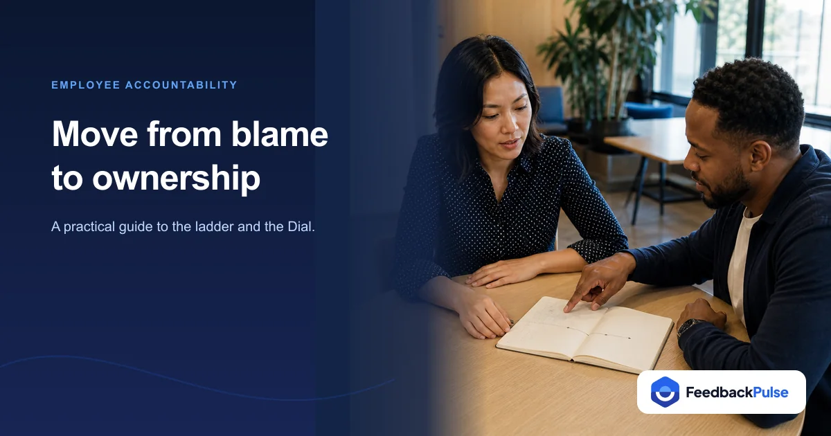 Manager and employee discussing a repeated accountability pattern over a shared notebook
