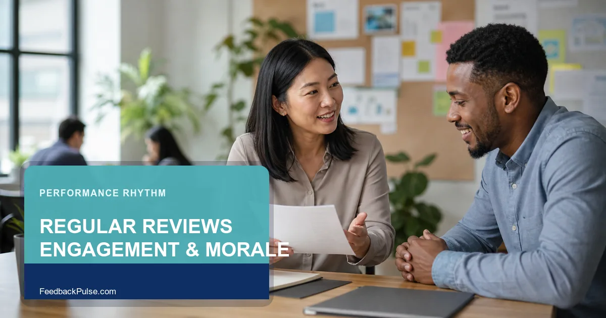 Manager recognizing an employee during a regular performance review