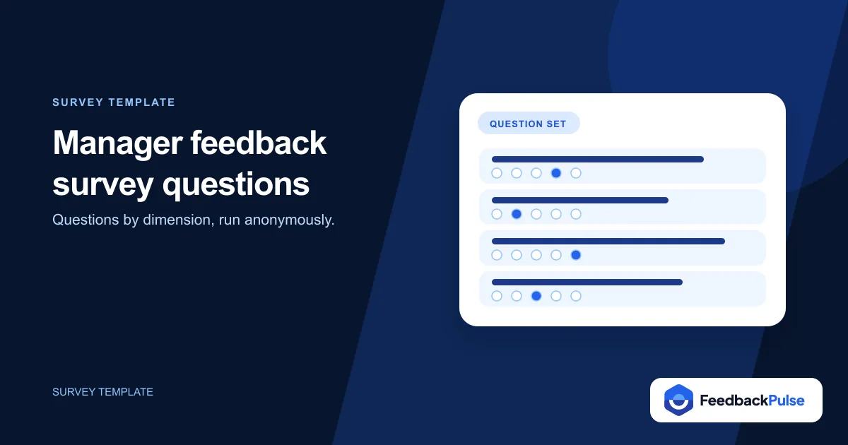 Manager feedback survey questions with five-point rating scales