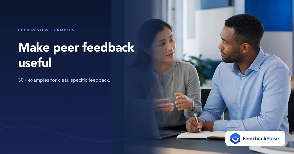 Two colleagues having a thoughtful peer feedback conversation