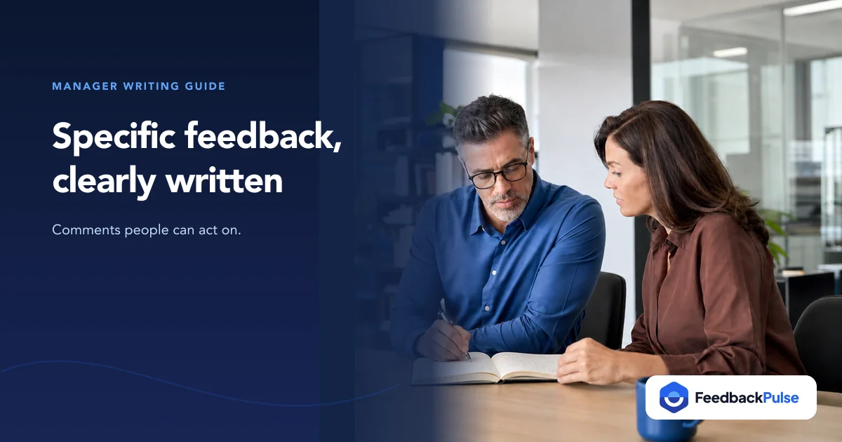 Manager and colleague drafting specific performance review comments